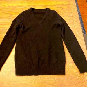 Black cashmere V-neck sweater